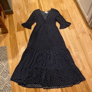 Blue Floral Ruffle Tiered Maxi Dress